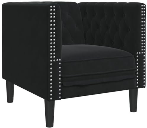 Hommdiy Chesterfield-Sessel,Wohnzimmer Sofa Schwarz Samt