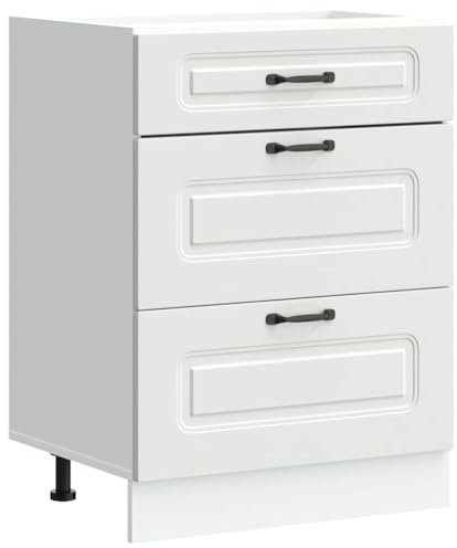 vidaXL Küchenunterschrank Kalmar Weiß Holzwerkstoff, Spülenunterschrank, Schrank Küche, Lagerschrank, Unterschrank für Küche, Küchenzeile