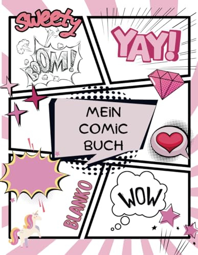 Blanko Comic Buch | Kreiere deinen eigenen Comic auf 100 Seiten | Skizzenbuch für Kinder und Erwachsene | Sketchbook zum Mangas zeichnen: Blanko Seiten als Vorlage mit Sprechblasen zum selbst zeichnen