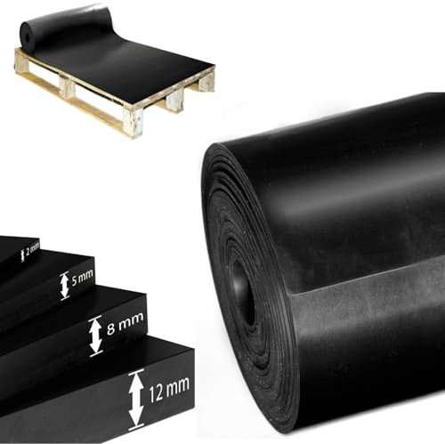 ETM SBR Gummimatte 120 x 150 cm. 3 mm - Meterware - Schwarz & Glatt - Bautenschutzmatte Antirutschmatte Gummi Boden Matte - Bodenbelag Gummiplatte Gummistreifen