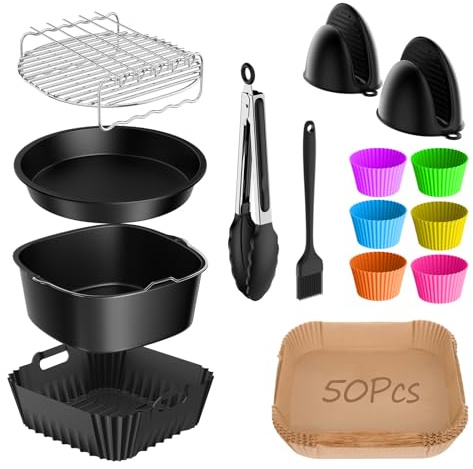 15 pezzi friggitrice ad aria calda accessori per Cosori Turboblaze 6L,Cosori XXL 5,5L 6,2L,COSORI Turbo Tower Pro Airfryer Accessori con Ninja Max Pro AF180EU,Philips Airfryer 2000 Serie 6,2L NA230