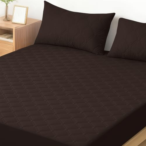 Ystyle Protege Matelas Impermeable 90x190 CM, Protection Matelas Anti-Acariens Bonnet Jusqu'à 30cm, Protège Matelas Matelassé Lavable, Mattress Protector Élastique Tout Autour, Café Foncé