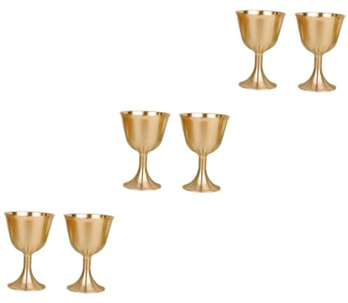 Holibanna 3 Ensembles Verre À Vin En Laiton Tasses De Communion Gobelet Verres À Vin Colorés En Faire La Fête Calice D'autel Plaine En Buvant Golden 2 Pièces * 3