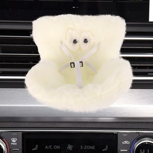 Siège Auto pour Poupées 10 à 17 cm, Siège d'Aération en Fourrure Douce avec Clip de Ventilation et Boîte à Parfum Accessoires Décoration pour Les Amateurs de Jouets (Blanc)