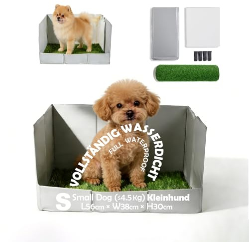 MEEXPAWS Hundetoilette Welpentoilette mit Kunstrasen 56x38x30cm Faltbar Hundeklo für kleine Hunde Wohnung Blau