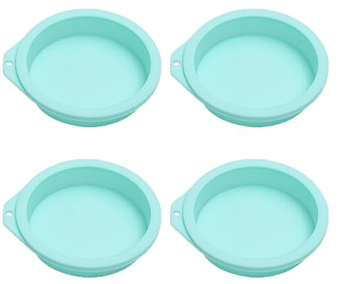 4 stampi per uova con friggitrice ad aria, rotondi da 10,2 cm, in silicone, antiaderenti, accessori per friggitrice ad aria, accessori per muffin fritti, panini, stampi per torte in camicia (blu)