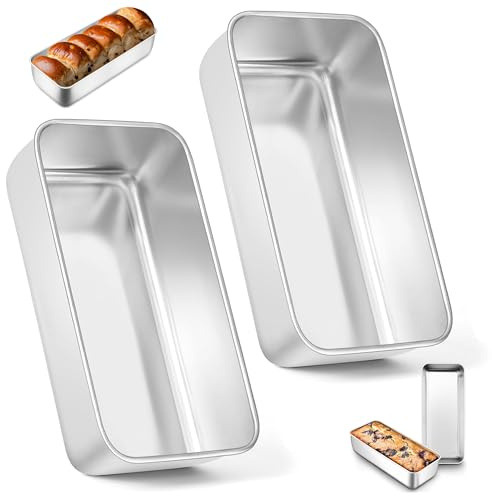 VIVIIHOO Molde para Pan de Acero Inoxidable 30 cm, 2 Piezas, Rectangular para Hornear Pan, Pastel y Tostadas, Resistente y Duradero para Hogar y Panadería
