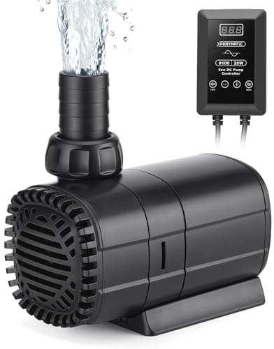 XPERTMATIC 25W DC Aquarium Pump, 925 GPH Variable Speed Fish Tank Pump, 11.5 ft Max Head, Ultra Quiet, 20-Level Adjustable Flow with 3 Modes, Submersible & Dry-Run Protection
