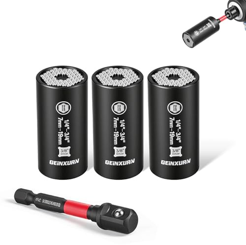 GEINXURN Juego de 4 llaves de vaso universales profesionales de 7 a 19 mm para reparación del hogar