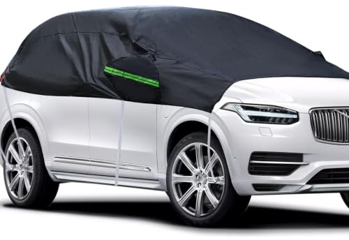 Auto Halbgarage Allwetter Wasserdicht,Kompatibel mit Tesla Model S Plaid Plus 2021 Frostschutz Schneeschutz UV Staubschutz Baumwollauskleidung reflektierenden Streifen Autohalbgarage