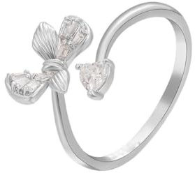 Echte 750 Weißgold Hochzeitsring mit Herz Moissanit, Schmetterling Herz PT950 Platinum Partnerringe