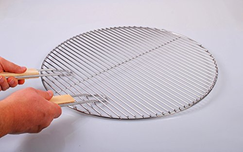 60cm Grill mit 2 Griffe, rund Edelstahl, Kugelgrill, 4mm Stäbe Grillrost V2A für Feuerschalen Grillschalen Rundgrill
