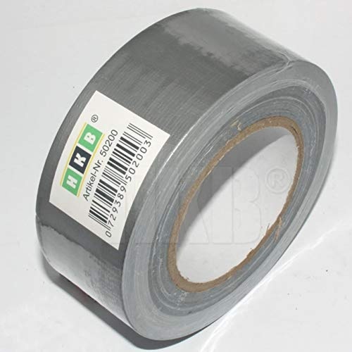 HKB ® 5 Rollen Panzerband Panzertape Klebeband Gewebeband Faser-Klebeband Gaffer-Tape Duct Tape, 50m X 50mm, silber, Hersteller, Artikel-Nr. 50200-5