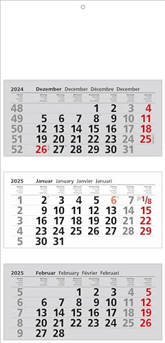 Güss 3-Monatskalender Dreimonatskalender Größe 33 cm x 70 cm einzelne Monatsblöcke 3-Block-Kalender Kalendarium 4-sprachig 2-farbiger Druck