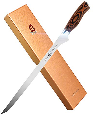 TUO Slicing Knife 12 inch Spanish Carving Knife for Meat Boning, German High Carbon Stainless Steel Blade with Ergonomic Pakkawood Handle-Fiery Phoenix Series