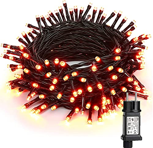 BrizLabs Automne Décoration Guirlande Lumineuse, 20M 200 LED Halloween Guirlandes Orange Intérieur Électrique Girlande de Lumière 8 Modes Étanche pour Extérieur Noël Chambre Fête Arbre Thanksgiving