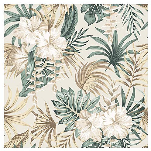 murando Papel Pintado autoadhesivo 10m Fotomurales Decoración de Pared Murales Pegatina decorativos adhesivos 3d panel moderna de Diseno Fotográfico Tropical Hojas Palmas Flores b-B-0574-j-a