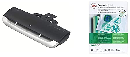GBC Fusion 3000L A3-Laminiergerät (mit Tipptastensteuerung) schwarz/silber + Laminiertaschen für Dokumente