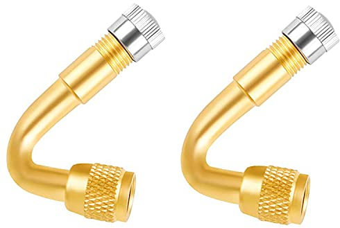 CYWVYNYT 2 Stück Ventilverlängerung, Ventil Verlängerung Kupfer Ventiladapter Winkel Ventilverlängerung Autoventil Reifenventilverlängerung Winkelventil für Auto Motorrad Fahrrad Scooter (45 Grad)
