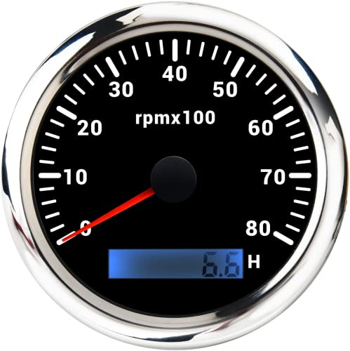 ELING 85 mm varvtalsmätare 0–8 000 varv/min med LCD-timmätare 7 färger bakgrundsbelysning för bil, båt, yacht