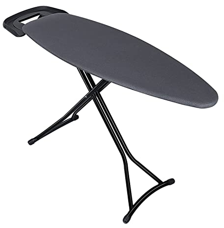 Duwee Bügelbrett groß mit einziehbarer Bügeleisenablage, hitzebeständiger Bezug mit Dicker Polsterung, höhenverstellbar, schweres, stabiles 4-Bein-klappbar, 43 x 122 cm