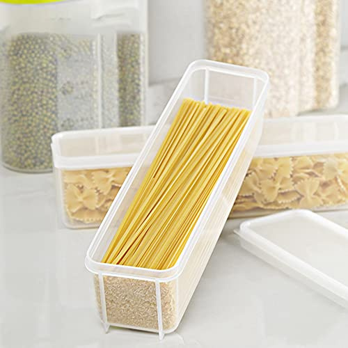 2 Pcs Spaghetti Pasta Container,Food Storage Box, Kitchen Noodle Box with Cover,Plastic Pasta Storage, Durable and Stackable Food Storage Containers, Airtight Spaghetti Jar for Grains, Pasta, Noodles
