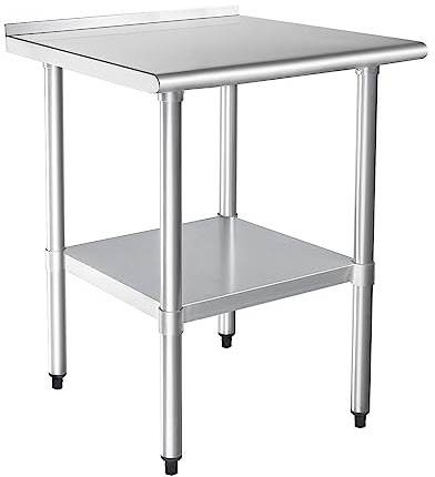 HARDURA Edelstahl Tisch Lebensmittelzubereitung Arbeitstische 61×76cm Heavy Duty Commercial mit Unterboden und Backsplash für Restaurant Küche Haus und Hotel