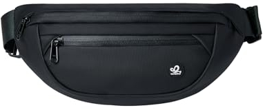 WATERFLY Bauchtasche Gürteltasche Sport Klein: Sportlich Unisex Hüfttasche Stylisch Leicht Hipbag für Outdoor Reise Wandern Travel Herren Damen (Schwarz-1)