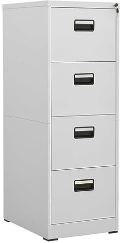 vidaXL Aktenschrank Büroschrank Schubladenschrank Schrank Stahlschrank Lagerschrank Universalschrank Kommode Hellgrau 46x62x133cm Stahl