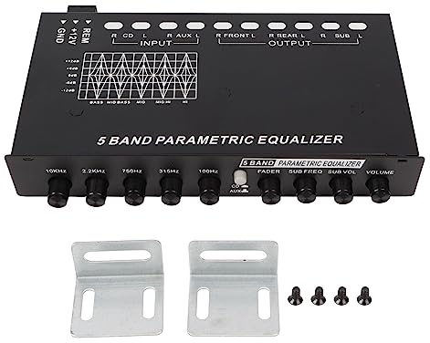 Equalizzatore per Auto, Fydun Amplificatore EQ Auto con 5 Bande Regolabili per Una Sintonizzazione Precisa - Equalizzatore Audio Grafico Amplificatore Crossover Auto, Migliora la