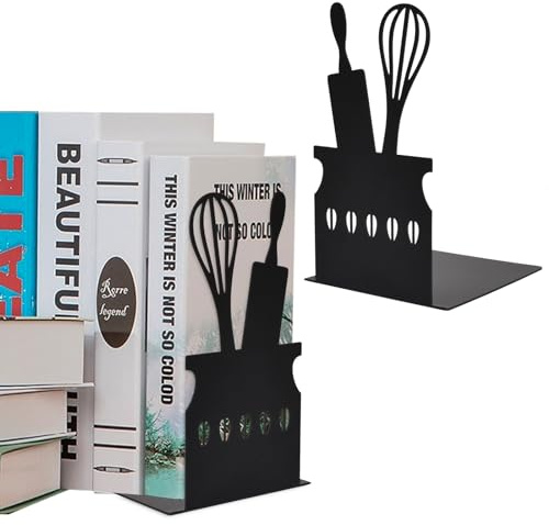 1 Paire (2 Pièces) Séparateurs de Livres Décoratifs,Serre-Livres Décoratifs Présentoir Robustes en Métal, Cale Livres Antidérapant, Couverts Styles Bookends pour Bureau, École(Forme Agitateur)