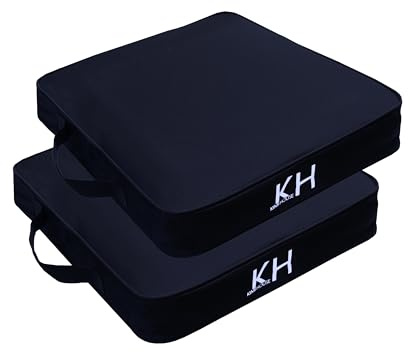 KIMI HOUSE Black Stadium Seat Cushion 2 Pack, Boat Canoe Kayak Seat Cushion, Bleacher Seat Cushion, Portable and Extra Thick Cushion for Any Outdoor Events