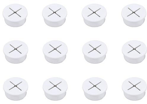 12 Pcs White Rubber Grommets 25mm Cable Cord Grommet Desk Grommets Wire Hole Cover Cable Management for Office Home Computer Desk