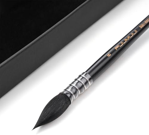 Fuumuui Aquarellpinsel Mopp - Größe 8 Aquarellpinsel Eichhörnchenhaar | Hoher Farbtragekapazitat | Mop Brush Watercolor, Pinsel Aquarell Naturhaar, Rundpinsel, Echthaar Pinsel