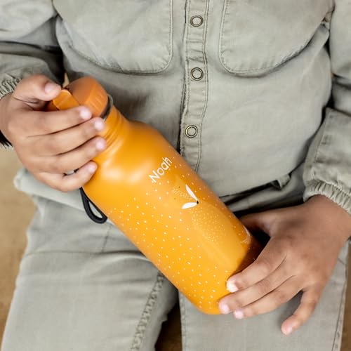 Gourde personnalisable enfant - Trixie verre plastique enfant personnalisé (500 ml, 100% acier inoxydable) (Renard)