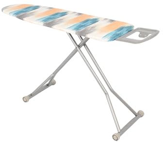 LIFEZEAL Bügelbrett höhenverstellbar, Bügeltisch faltbar mit Bügeleisenhalter, Hitzebeständiges Ironing Board, platzsparend & waschbar (Gelb+Blau)