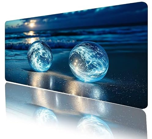 Blu Tappetino Mouse XXL 800 x 300 x 5 mm Tappetino Scrivania Sfera di cristallo Mousepad, Sottomano da Scrivania Bordi Cuciti, Tappetino per Mouse Accessori Gaming Migliora la Precisione Velocit H-27