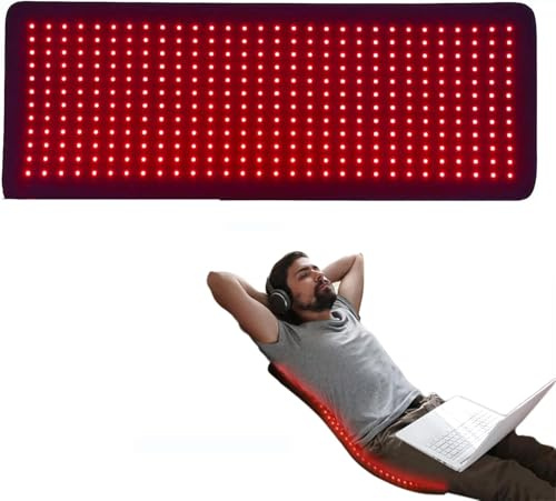 JeeKoudy Tapis de Thérapie par Lumière Rouge LED pour Le Corps, Grand Coussin de Thérapie par La Lumière Rouge avec Lumière Rouge Proche Infrarouge 660 Nm Et 850 Nm, Temps Et Luminosité Réglables