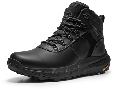 NORTIV 8 Botas Trekking Hombres Impermeables Zapatos de Senderismo Antideslizante Zapatillas Montaña Ligeros al Aire Libre,Size 43,Negro,NMUMHB2505