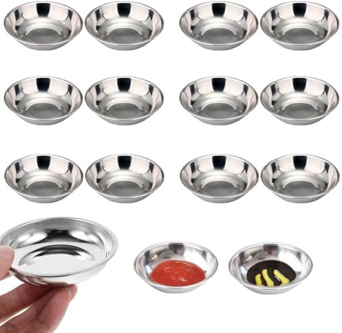 15pcs Dipping Bowls, Mini Dip Bowls, 8cm Beautiful and Practical Small Bowls for Dips Dipping Bowls, Stainless Steel Dipping Sauce Bowls, Suitable for Dipping Seasoning Appetizing Snacks Fruits