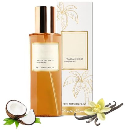 Vaniglia Profumo,Body Splash per donne,Spray profumato per corpo e capelli,Body Spray, spray profumato a lunga durata, per capelli e corpo, Eau de Toilette (Vaniglia cocco)