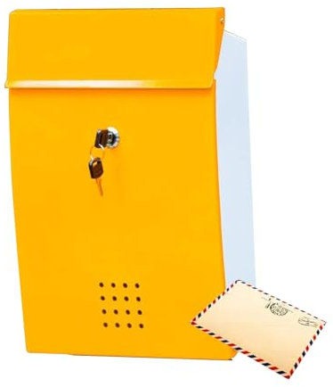 Boite aux Lettres sur Pied Boîte aux Lettres Boîte aux Lettres Extérieure Antis Pluie Boîte aux Lettres for Mur, Idéal for Collectionner des Lettres en Extérieur(Jaune)