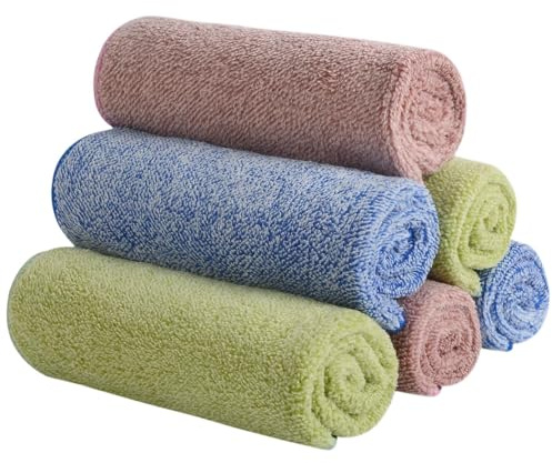 SINLAND Microfiber Face Towels Makeup Remover Cloths 12x12In 6Pk Multicolor | Ultra Soft, Facial Washcloths, Washcloth for Bathroom, Home, Spa, Sports, Face, Cleansing Towel