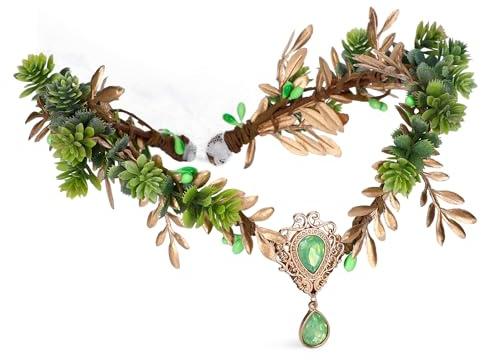 MOSTORY Waldblatt Krone Elfen-Blumen-Stirnband für Frauen, Feen-Wald-Kopfschmuck für Renaissance-Cosplay-Fotoshooting