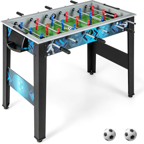 COSTWAY Tischkicker Kinder, Kickertisch aus Holz, Tischfussball mit 2 Fußbällen & 18 Spielern, Fußballtisch Spieltisch für Kinder, Erwachsene, 94,5 x 53,5 x 76,5 cm