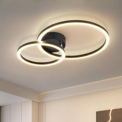 Homefire LED Deckenlampe Wohnzimmer Deckenleuchte 40cm - 23W Küchenlampe 3000K Warmweiß Wohnzimmerlampe Modern Schlafzimmerlampe 2-Ringe Design Deckenbeleuchtung für Küche Schlafzimmer Flur Büro