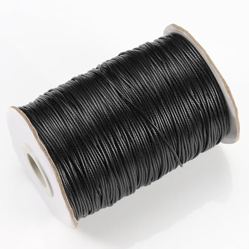 fKiZanthene Black Necklace Cord, 2mm Beading Cord - 10m Black String for Jewellery Making, Crafting & Cat Play, Ideal for Home, Schools & Crafting Events