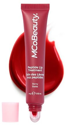 MCoBeauty - Peptide Treatment - High Gloss Lip Plumper with Peptides and Shea Butter - Cherry Red Shade - Moisturises and Smooths - Softens Appearance of Dry Lips - Lip Glosses