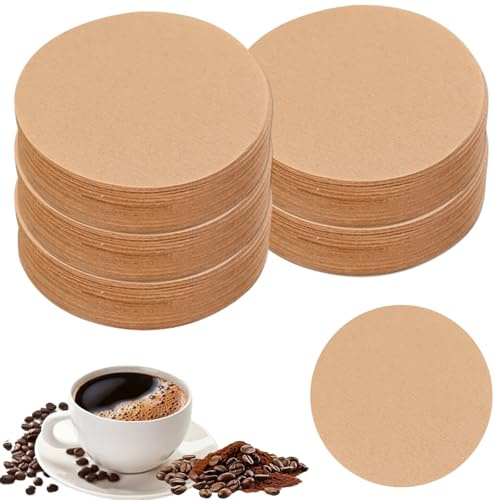 Larfraecy 600pcs Unbleached Coffee Filter Papers 64mm Round Filters Compatible with Aerobie Aeropress Coffee & Espresso Makers,Natural Coffee Paper Filters