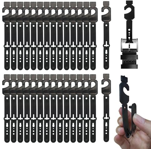 YAFIYGI 30Pcs Belt Hangers Black Plastic Hanger Hooks for Belts and Ties Closet Organizer Holder for Men Bulk Hangar Storage for Efficient Closet Belt and Tie Management